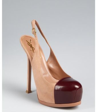 Yves Saint Laurent Clay Suede Tribtoo 105 Cap Toe Slingback Platform Pumps - Lyst