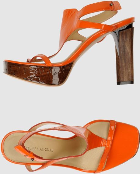 Costume National Platform Sandals in Orange - Lyst