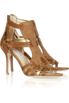 Jimmy Choo Margy Woven Leather And Suede Sandals - Lyst