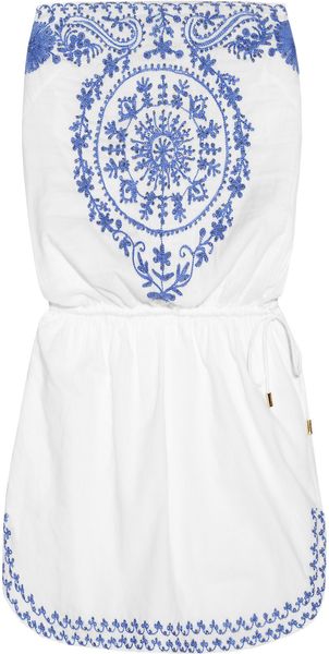 Melissa Odabash Toya Strapless Embroidered Cotton Dress - Lyst