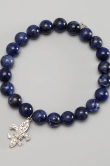 Sydney Evan Diamond Fleur De Lis Charm Beaded Bracelet - Lyst