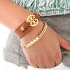 Tory Burch Logo Skinny Double Snap Cuff in Brown - Lyst