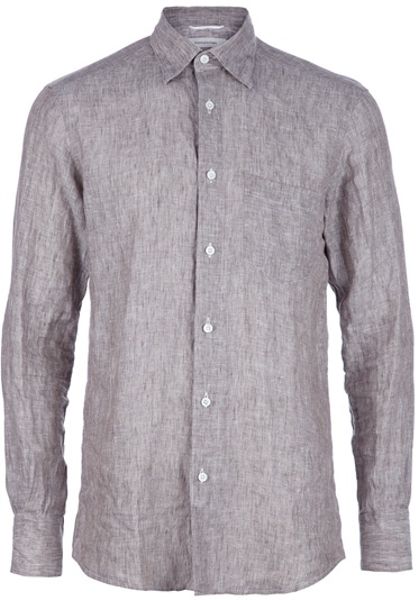 Ermenegildo Zegna Linen Shirt in Brown for Men (taupe) - Lyst