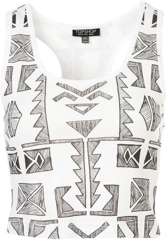 Topshop Hand Drawn Aztec Crop Vest - Lyst