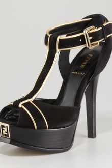 Fendi Fendista Suede T-Straps - Lyst