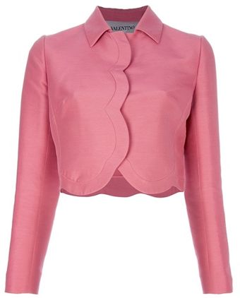 Valentino Cropped Scalloped Trim Jacket - Lyst