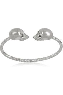 Alexander McQueen Swarovski Crystal Doubleskull Bracelet - Lyst