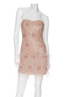 Badgley Mischka Exclusive Strapless Sequin feather Dress - Lyst