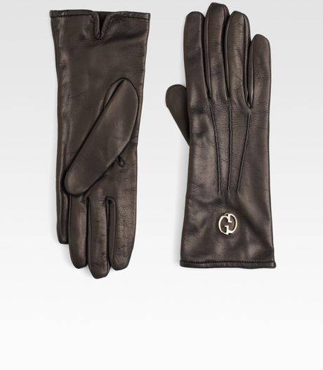 Gucci Leather Icon Gloves in Black - Lyst