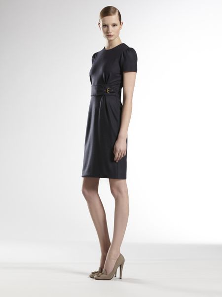Gucci Belted Wool Dress in Blue (ink) - Lyst