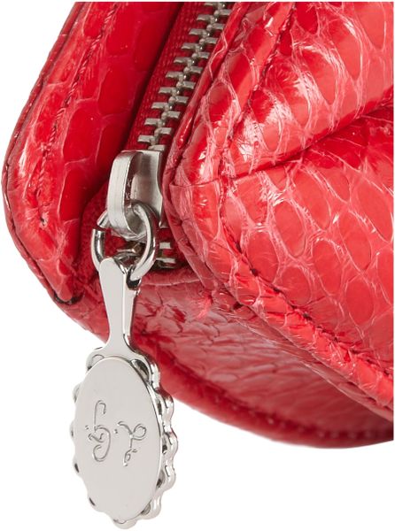 lulu guinness red clutch bag