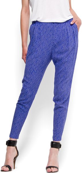 Mango Printed Tapered Trousers - Lyst