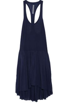 Raquel Allegra Pleated Cottonjersey and Voile Dress - Lyst