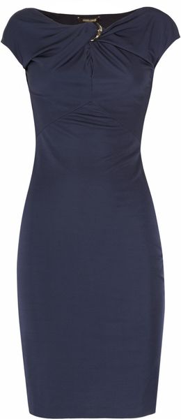 Roberto Cavalli Keyhole Jersey Dress in Blue (navy) - Lyst