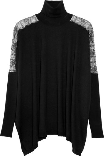 Valentino Lace Paneled Wool Blend Sweater - Lyst
