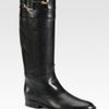 Gucci Class Tall Leather Horsebit Boots in Black - Lyst