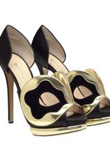 Nicholas Kirkwood Silk Satin Dorsay Pumps with Mask Front