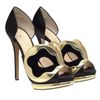 Nicholas Kirkwood Silk Satin Dorsay Pumps with Mask Front in Gold (black gold) - Lyst