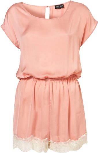 Topshop Blush Lace Trim Teddy - Lyst