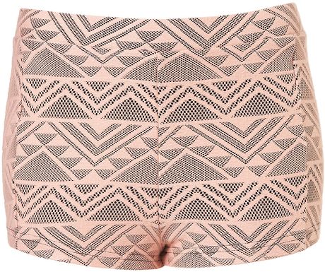 Topshop Aztec Overlay Pink Knicker Shorts in Pink - Lyst