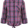 Topshop Tie Front Checked Shirt in Purple - Lyst