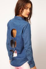 ASOS Collection  Washed Denim Shirt with Bow Back Detail