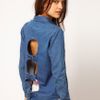Asos Collection  Washed Denim Shirt with Bow Back Detail in Blue (midblue) - Lyst