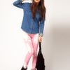 Asos Collection  Washed Denim Shirt with Bow Back Detail in Blue (midblue) - Lyst