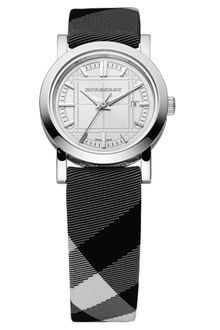 Burberry  Swiss Beat Check Fabric Strap 30mm - Lyst