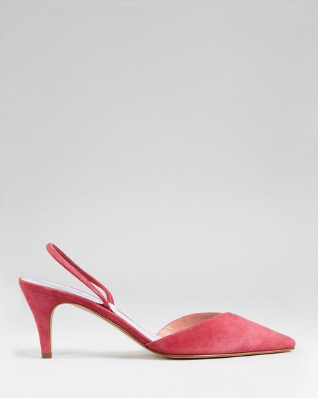 Delman Pumps Laci Slingback Kitten Heel in Pink (pink suede) | Lyst