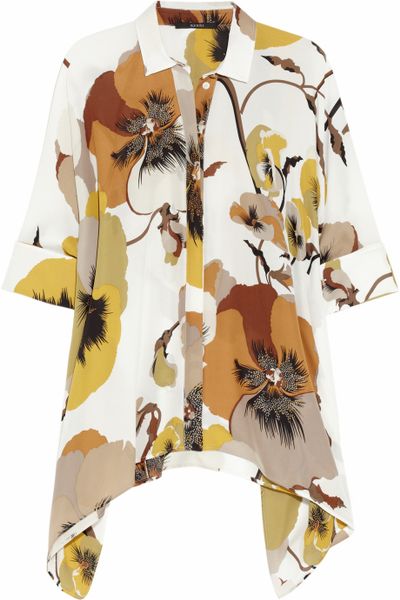 Gucci Printed Silk Blouse in Brown (multicolored) - Lyst