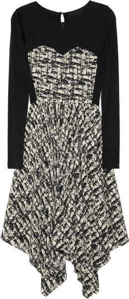 Jason Wu Printed Silk Crepe De Chine and Jersey Dress in Gray (black) - Lyst