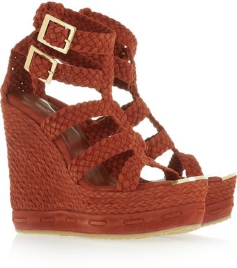 Jimmy Choo Pine Woven Suede Wedge Sandals - Lyst