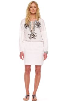 White Peasant Dress on Michael By Michael Kors White Embellished Cotton Peasant Dress