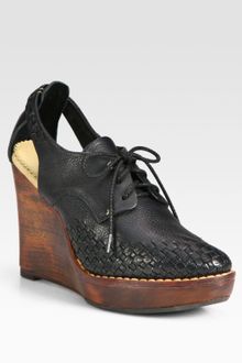 Rag & Bone Cutout Lace-Up Leather Wedge Ankle Boots - Lyst