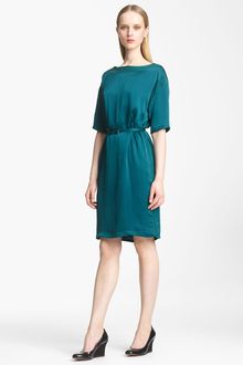 Lanvin Belted Washed Satin Dress - Lyst