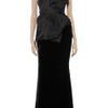 Marchesa Duchess Satin And Velvet Bustier Dress in Black - Lyst