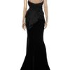 Marchesa Duchess Satin And Velvet Bustier Dress in Black - Lyst