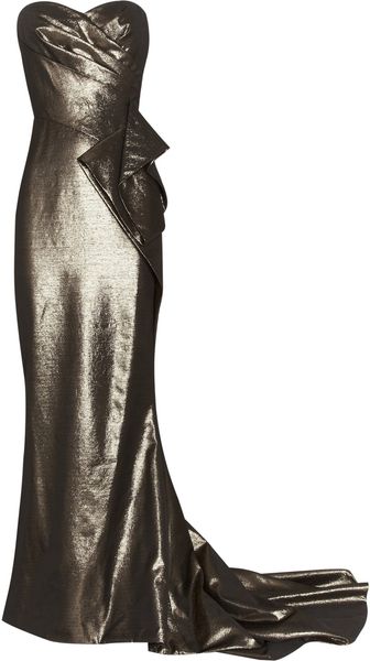 Marchesa Draped Lamé Gown - Lyst