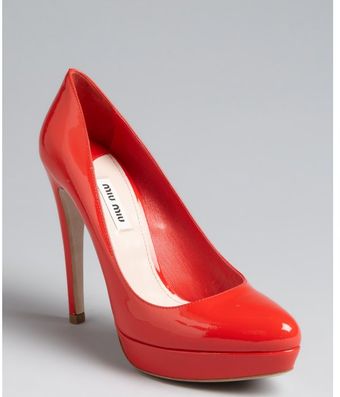 Miu Miu Coral Patent Leather Platform Pumps - Lyst