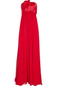 Notte By Marchesa Strapless Satin and Silk Chiffon Gown - Lyst