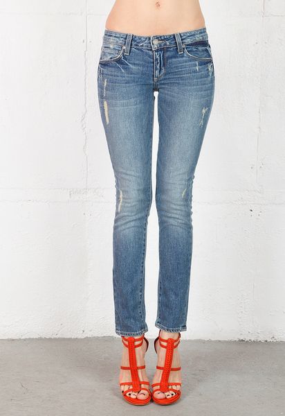 Paige Skyline Ankle Skinny Jean in Blue - Lyst