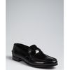 Prada Black Leather Cutout Plaque Detail Loafers in Black for Men - Lyst
