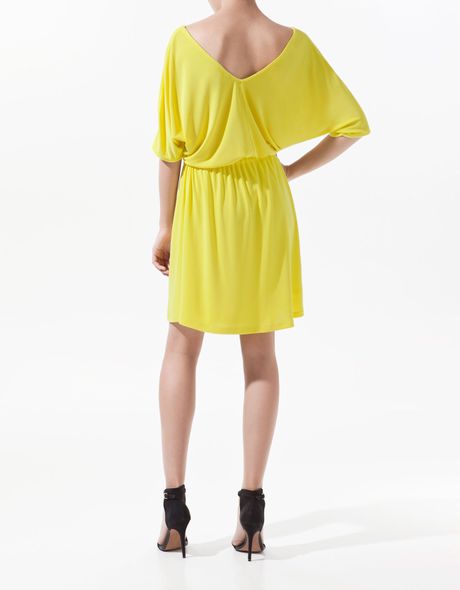 Zara Dress with Shoulder Openings in Yellow (green) | Lyst