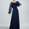 David Meister Signature Illusionsleeve Gown in Blue (navy) - Lyst