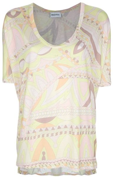 Emilio Pucci Signature Printed Top in Yellow - Lyst