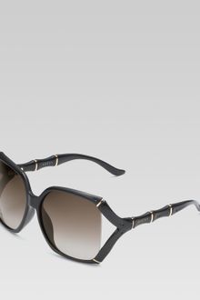 Gucci Large Rectangle Frame Sunglasses with Bamboo Effect  - Lyst