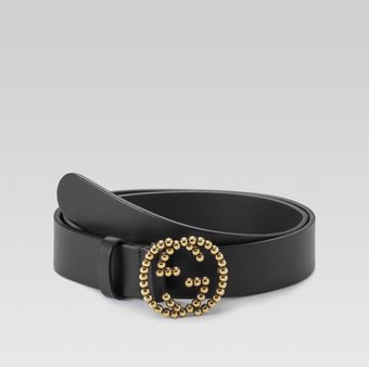 Gucci Belt with Studded Interlocking G Buckle - Lyst