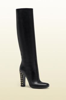 Gucci Jacquelyne Studded Mid Heel Tall Boot - Lyst