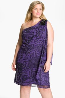 Js Boutique Embellished One Shoulder Chiffon Dress - Lyst